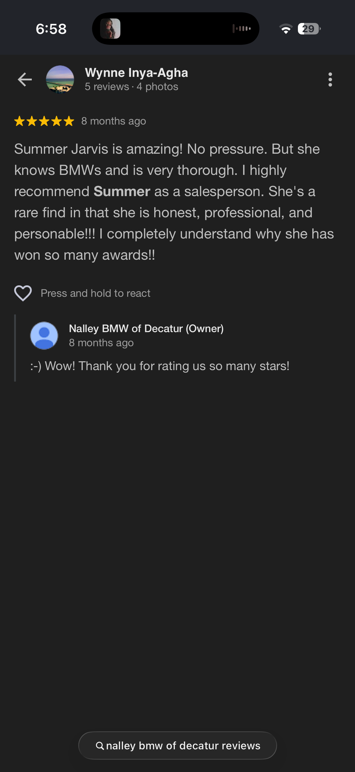 5-star Google review