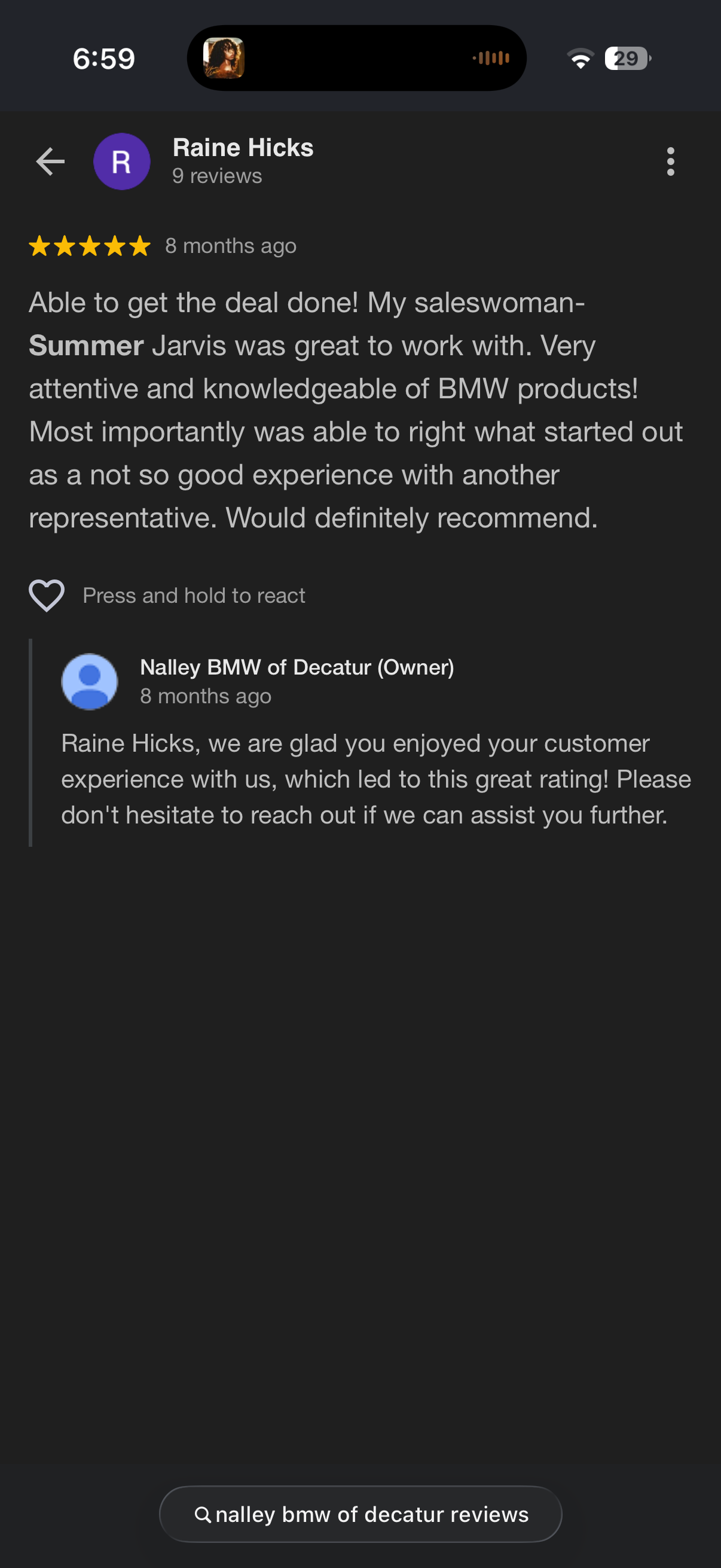 5-star Google review