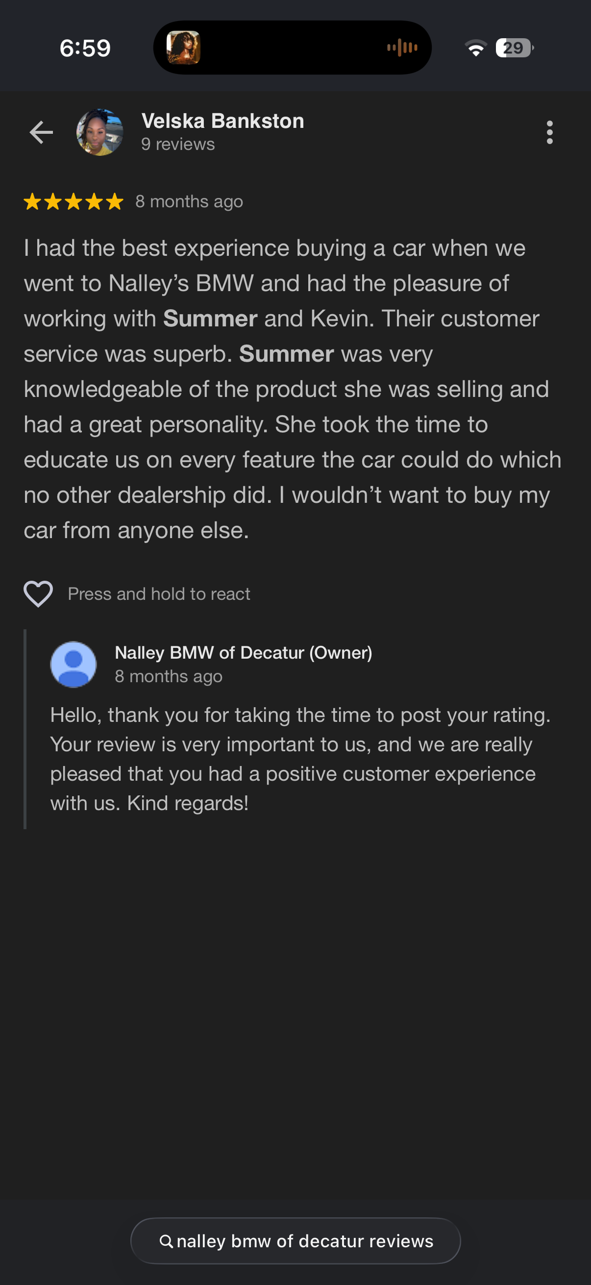 5-star Google review
