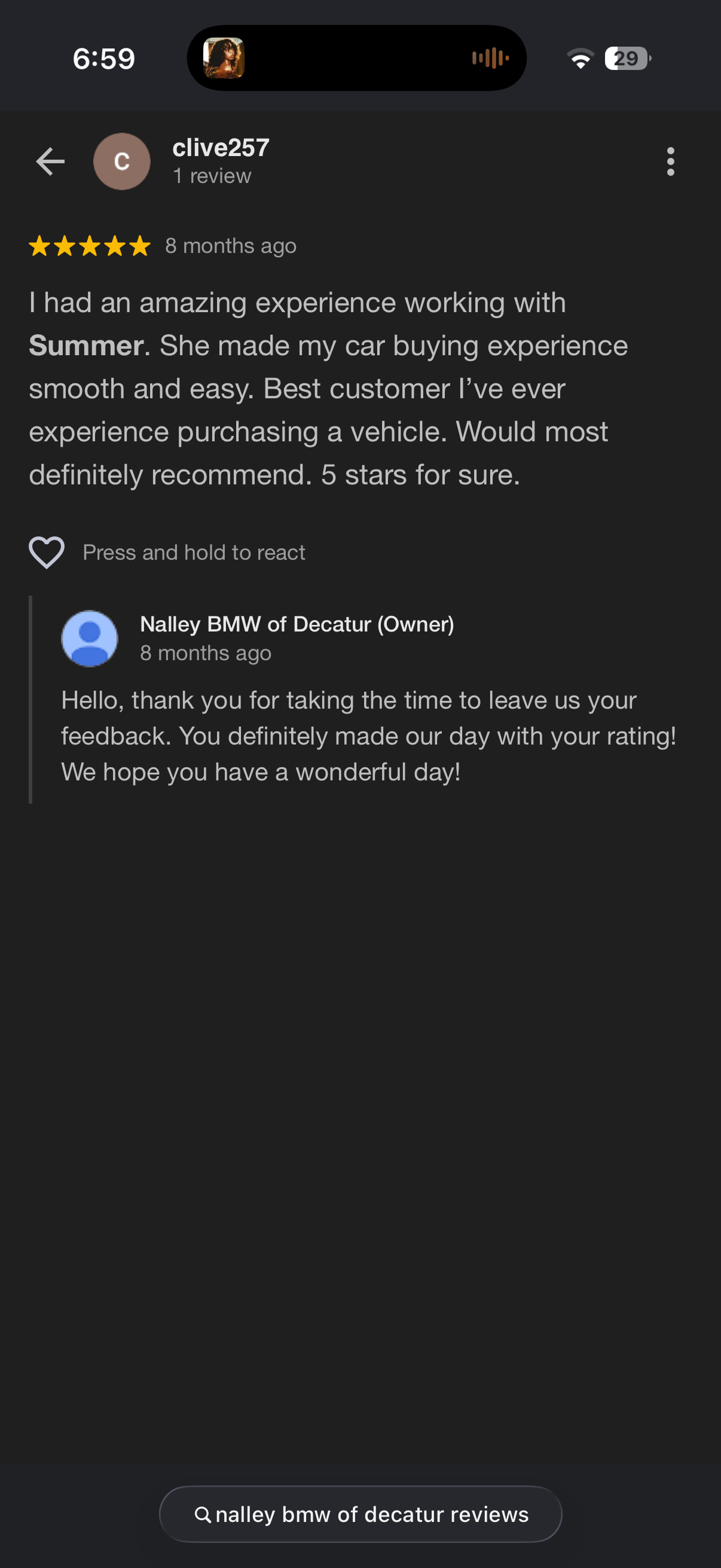 5-star Google review