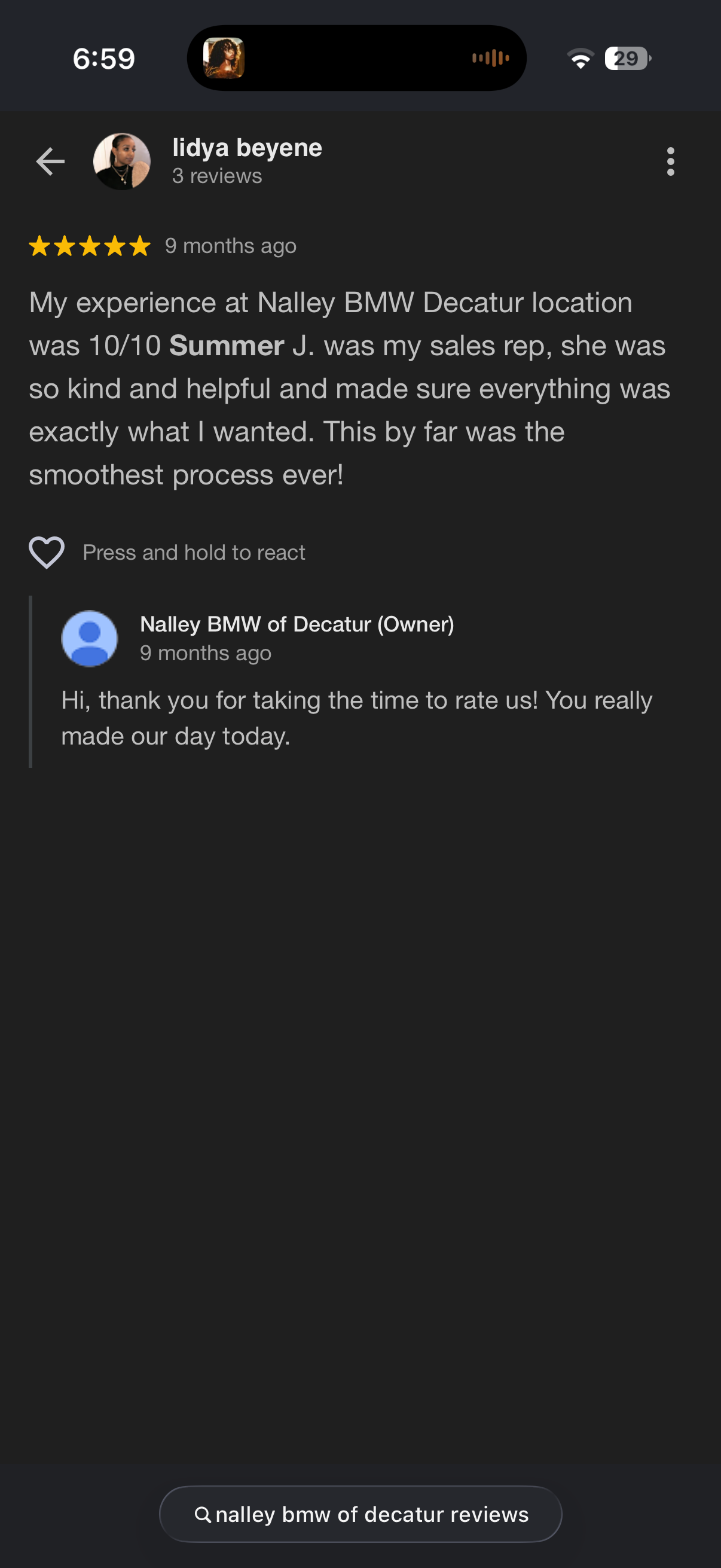 5-star Google review