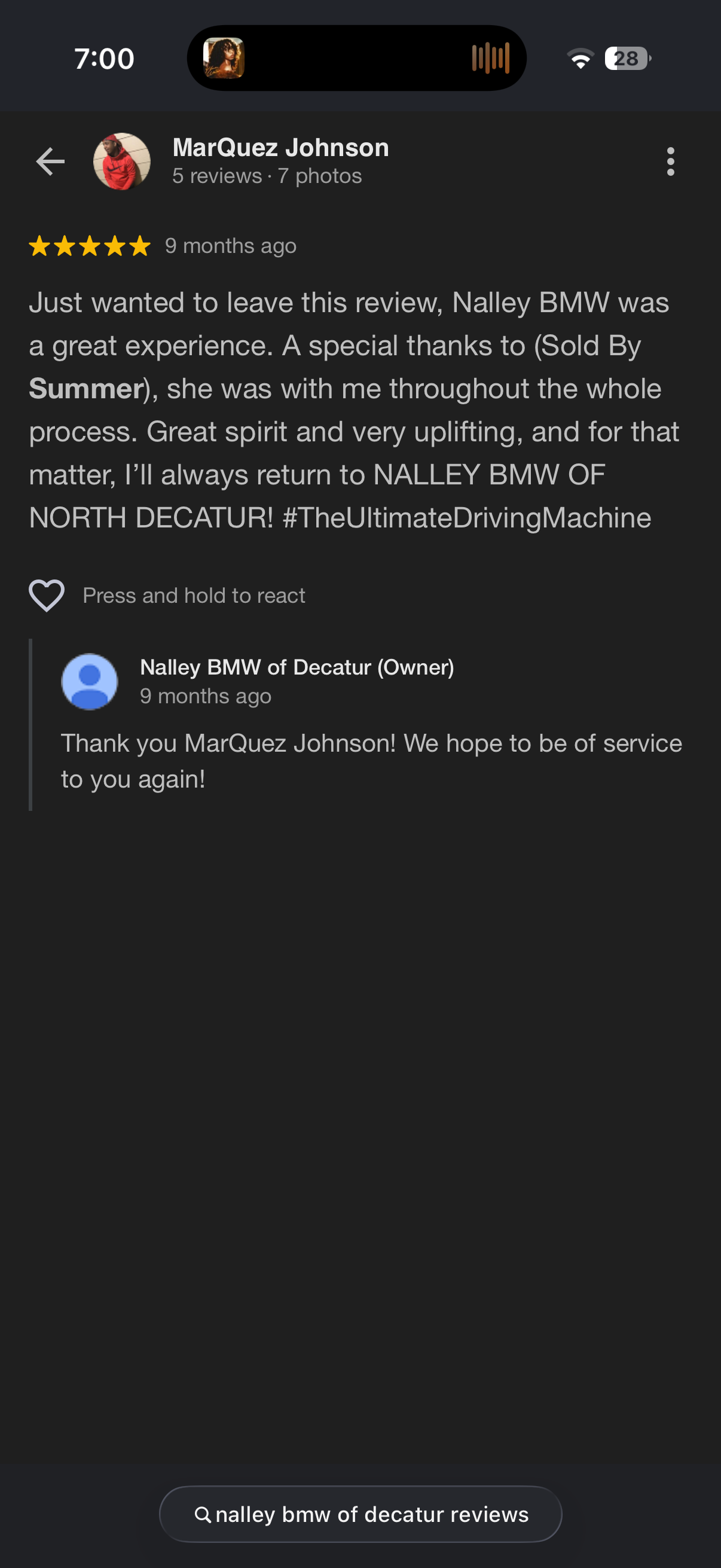 5-star Google review