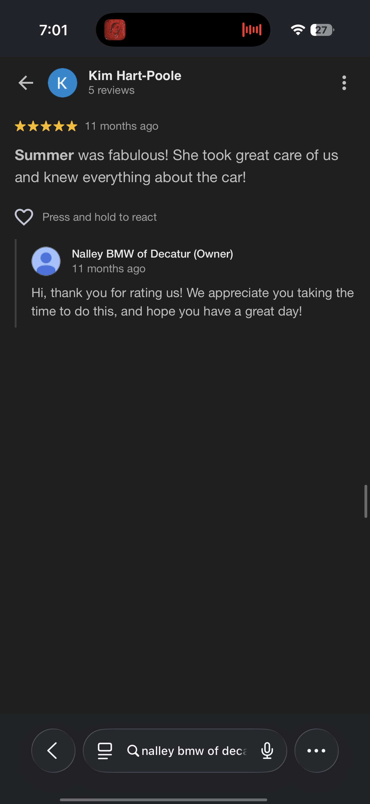 5-star Google review