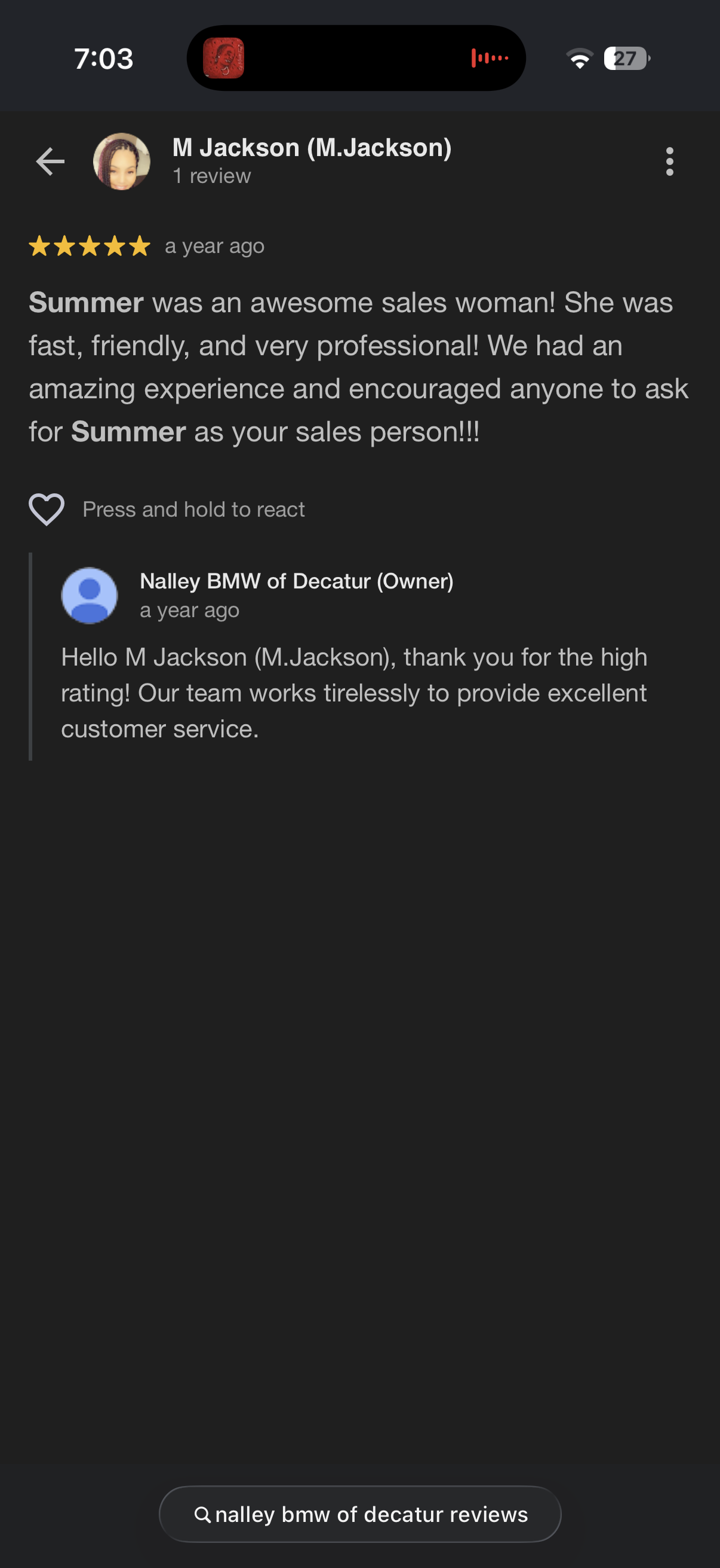 5-star Google review