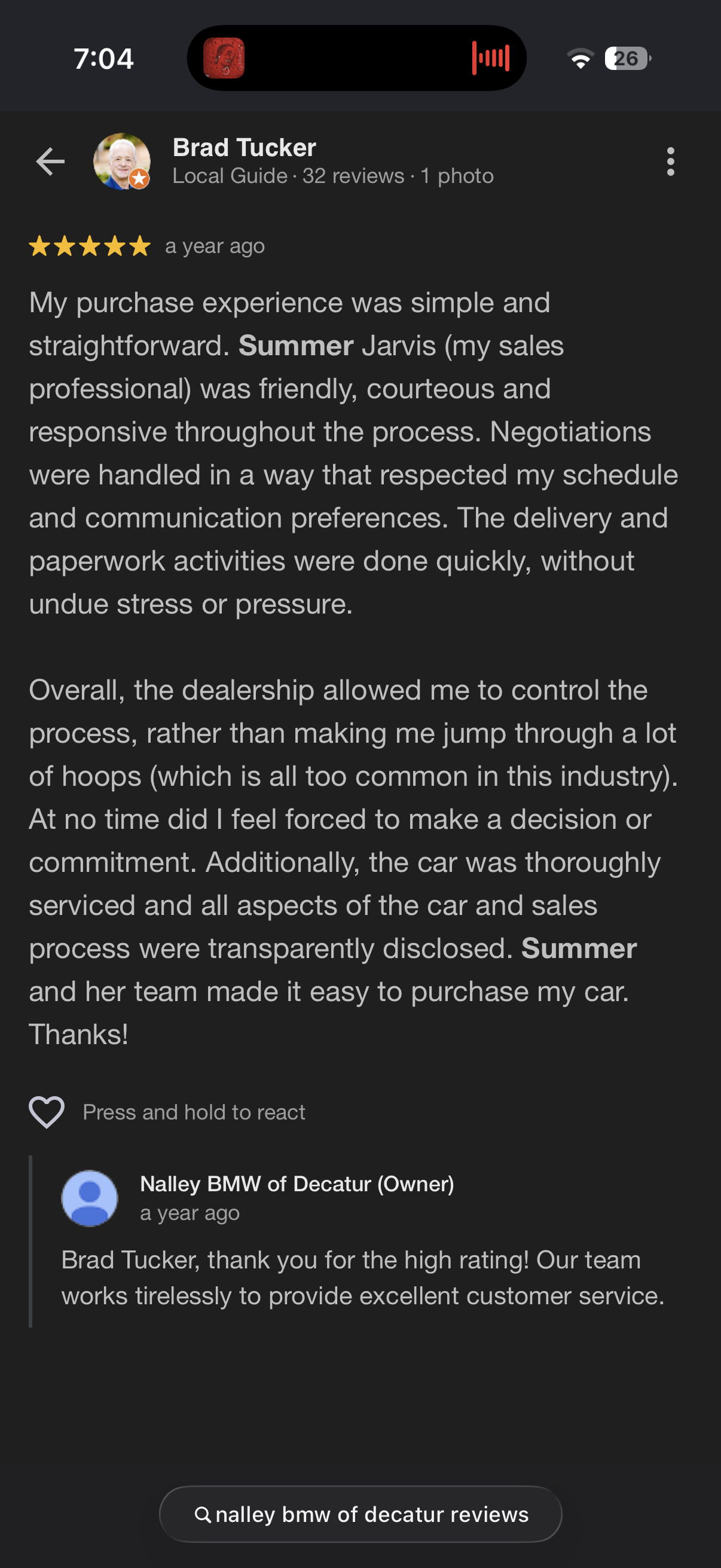 5-star Google review