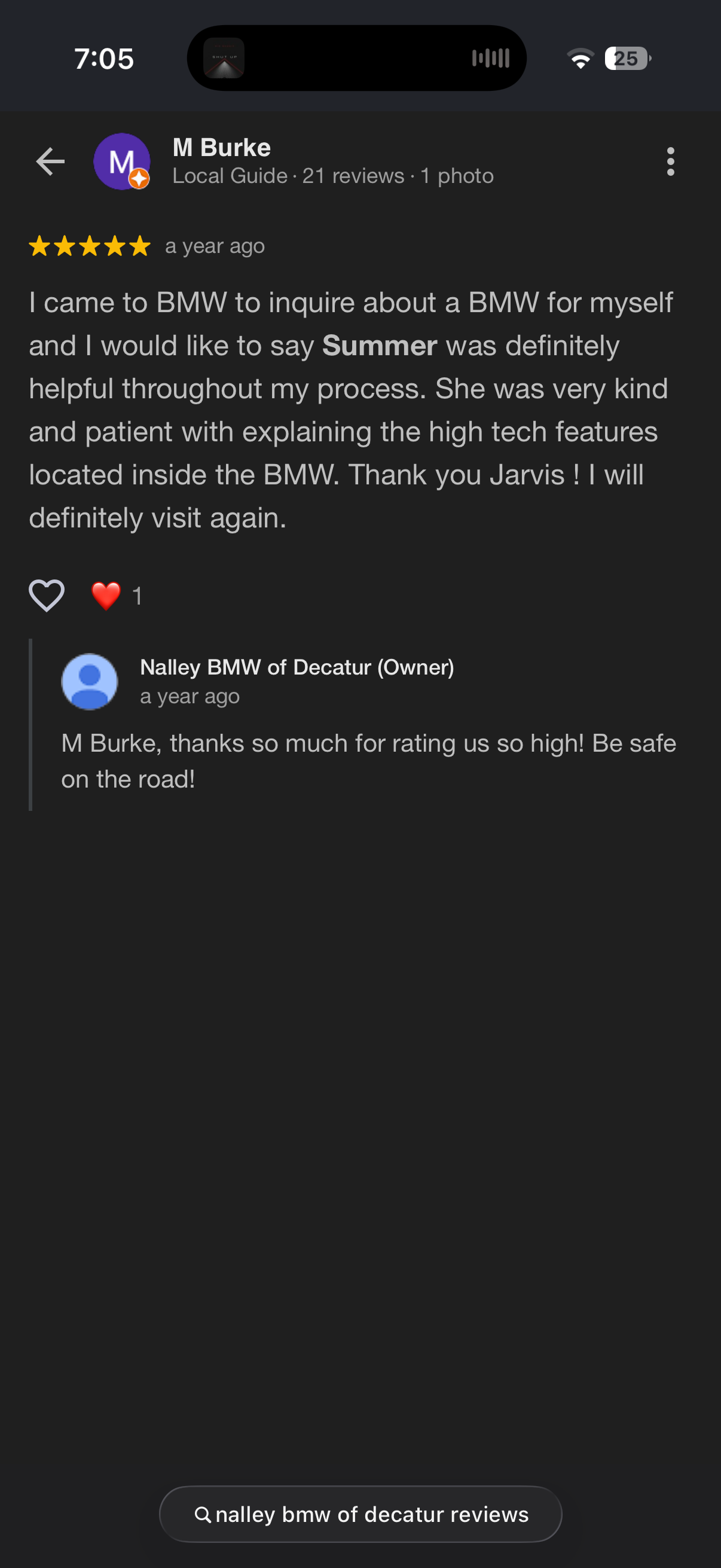 5-star Google review