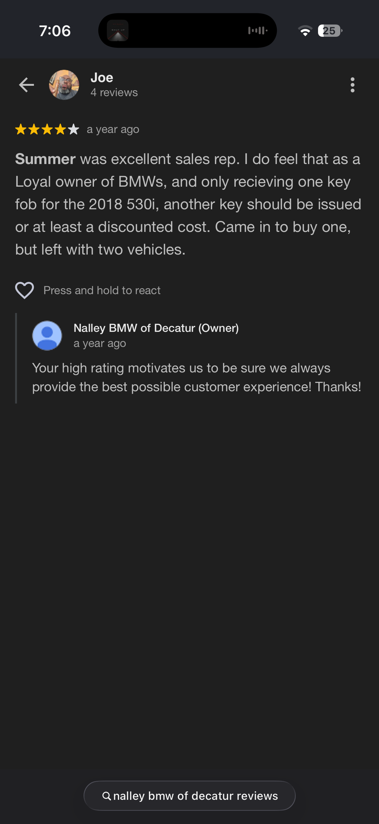 5-star Google review