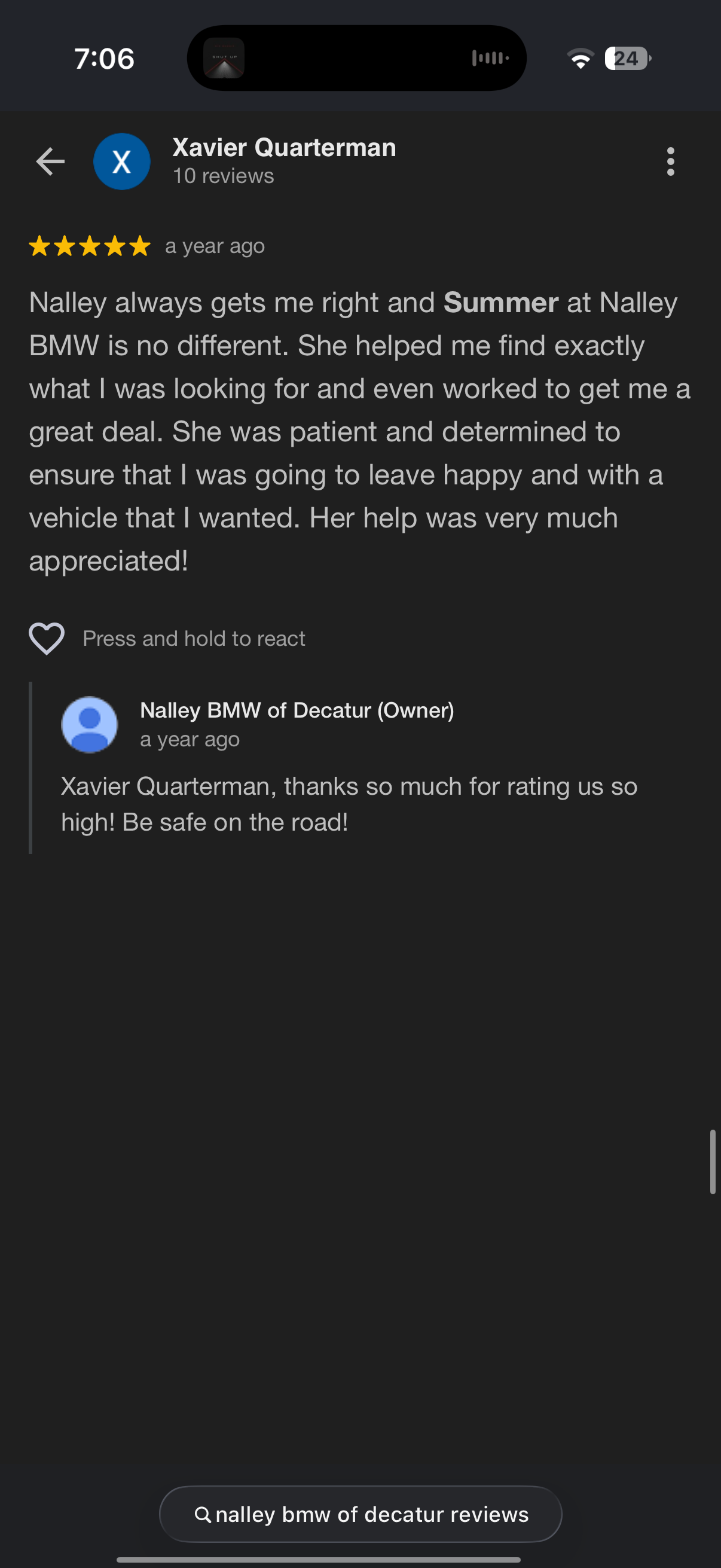 5-star Google review