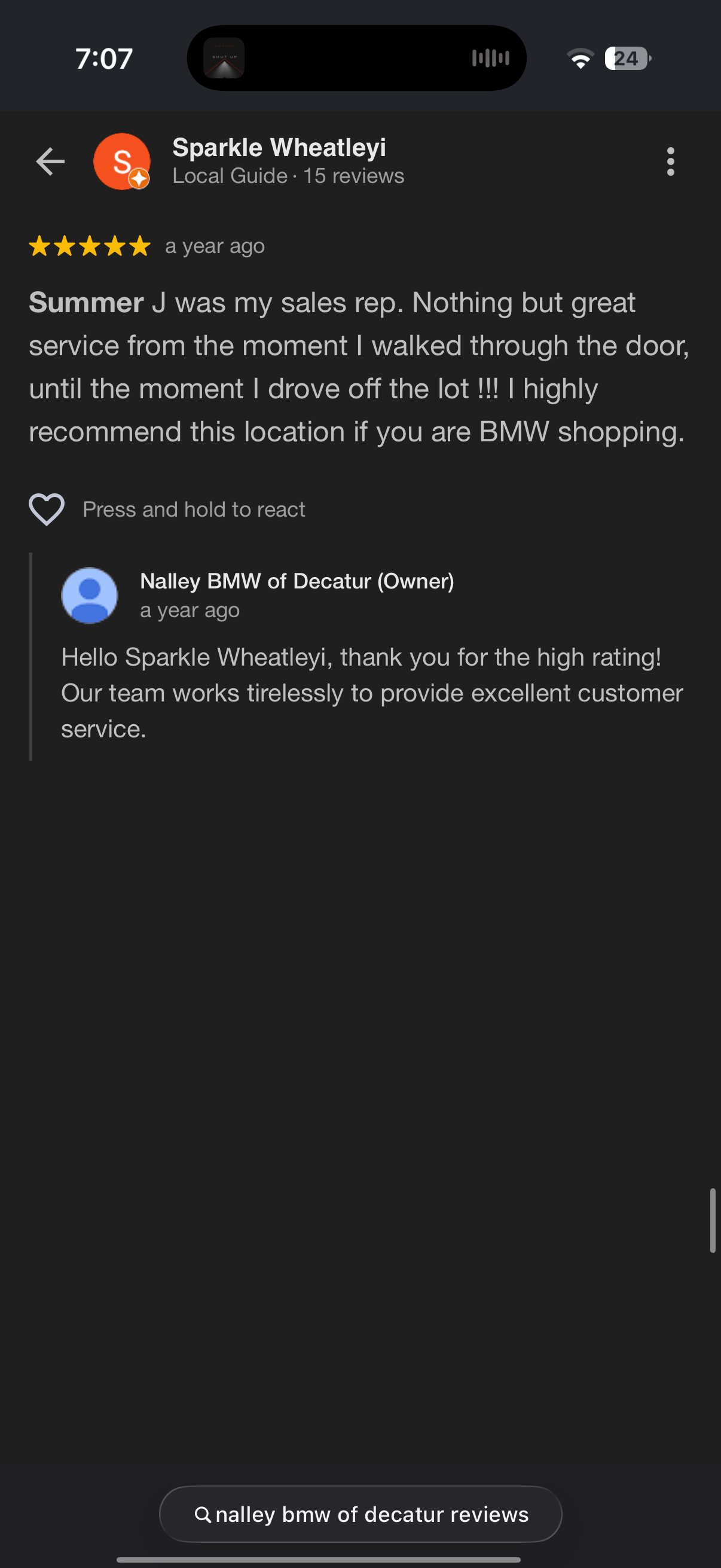 5-star Google review