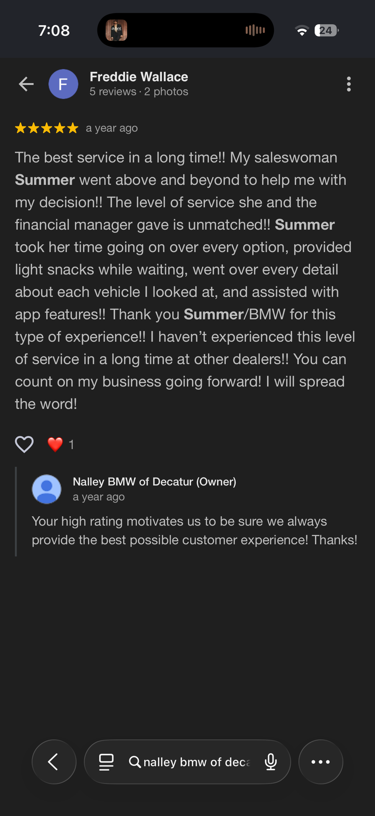 5-star Google review