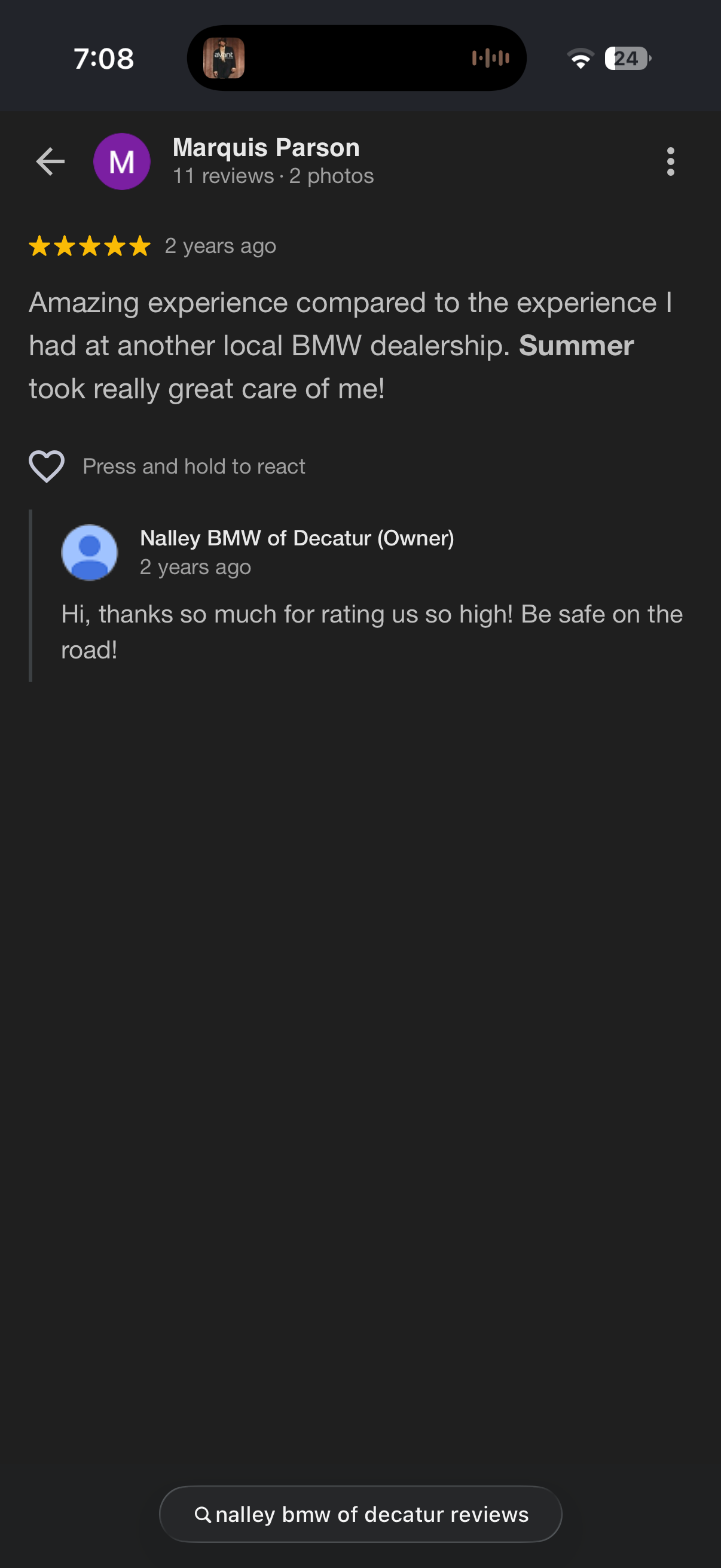 5-star Google review