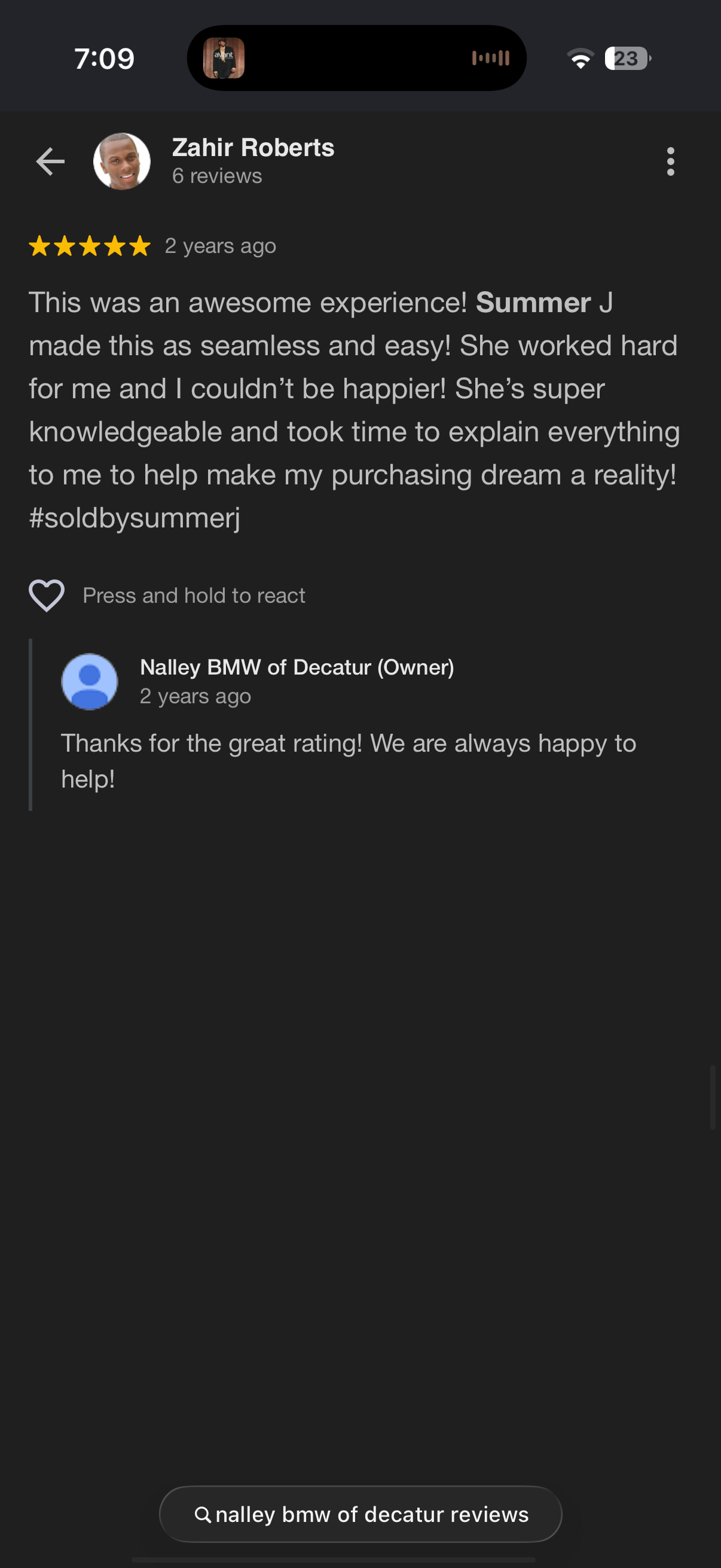 5-star Google review