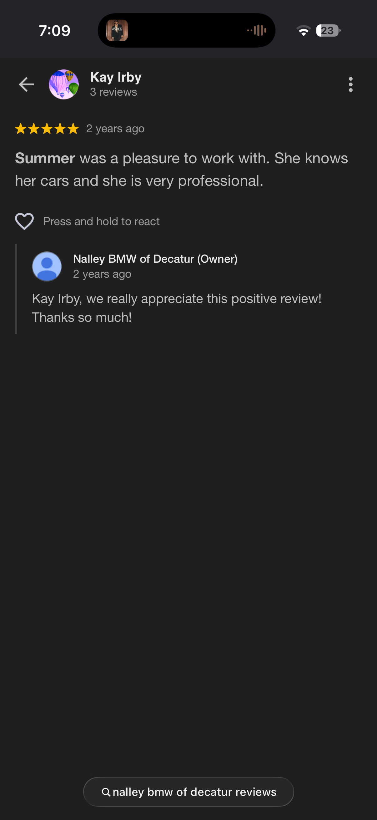 5-star Google review