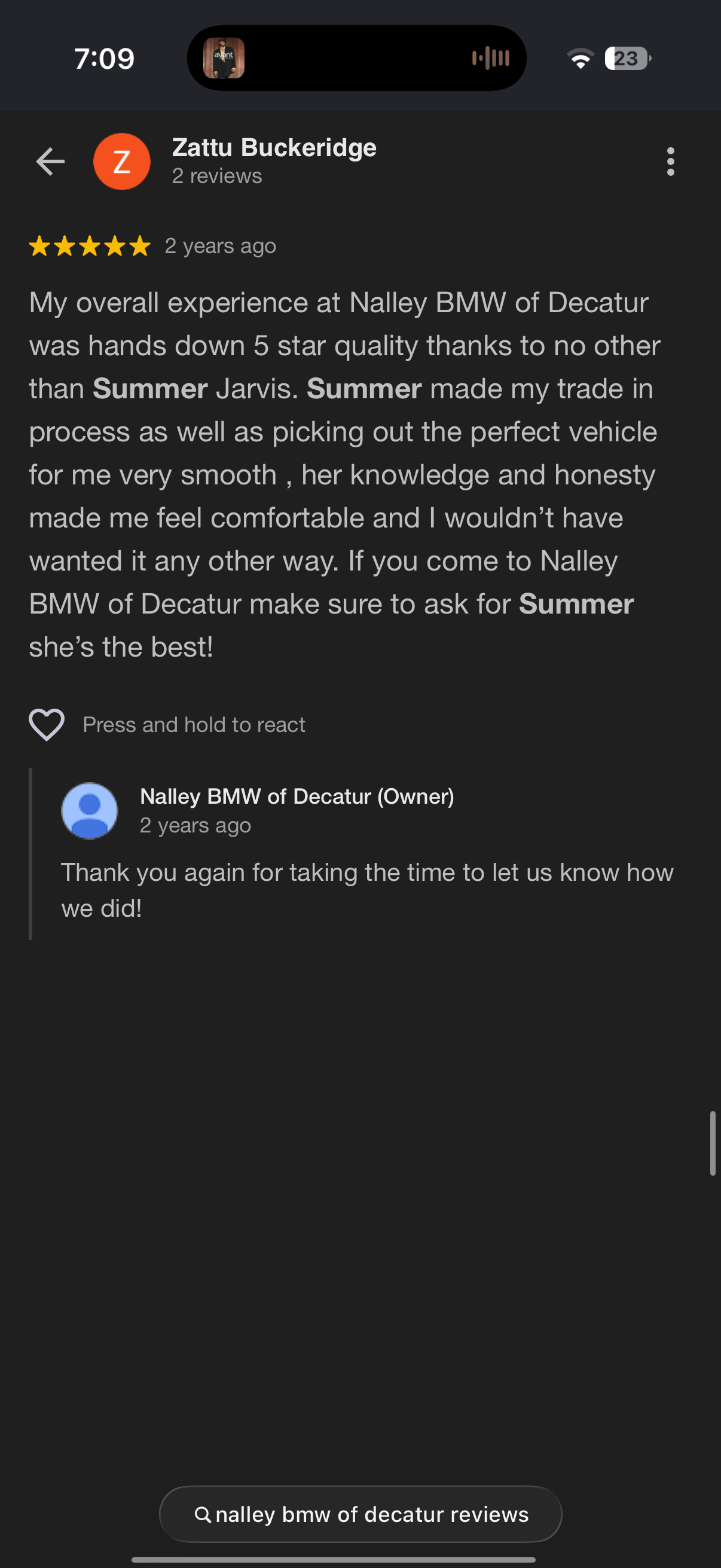 5-star Google review