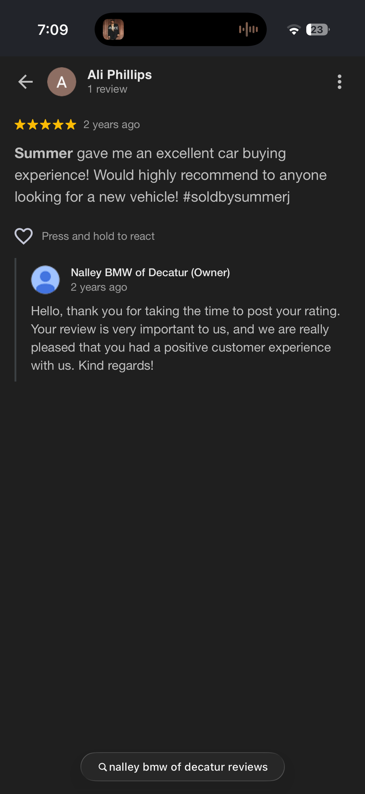 5-star Google review