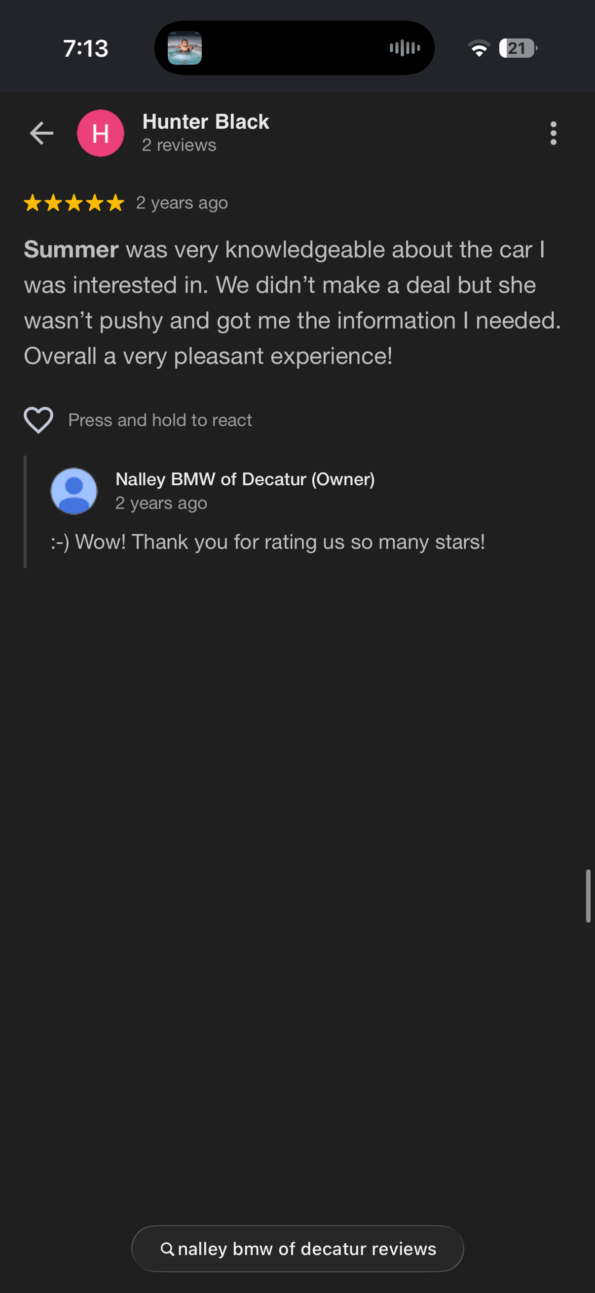 5-star Google review