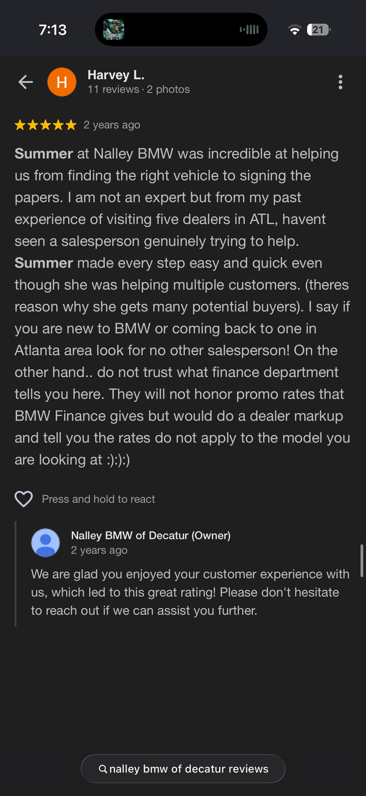 5-star Google review