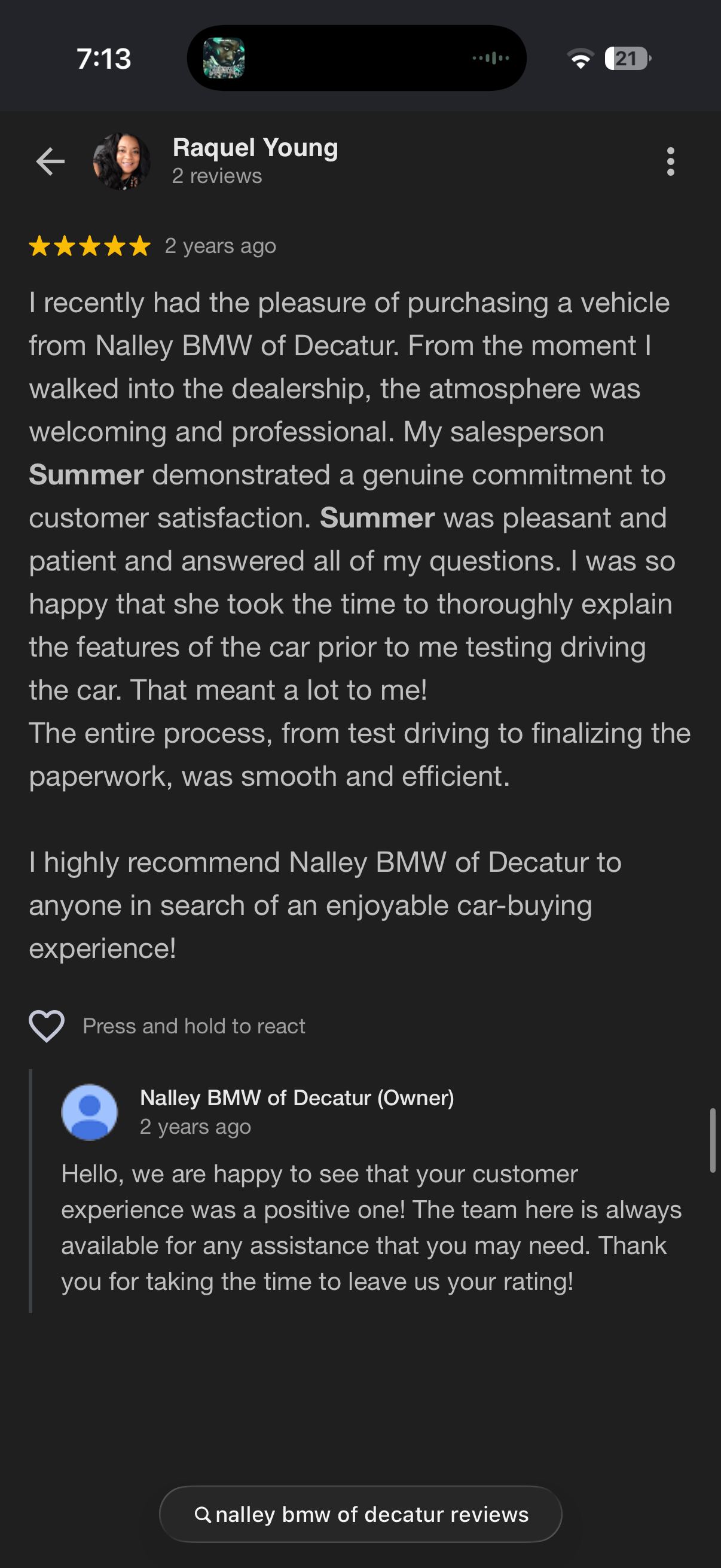 5-star Google review