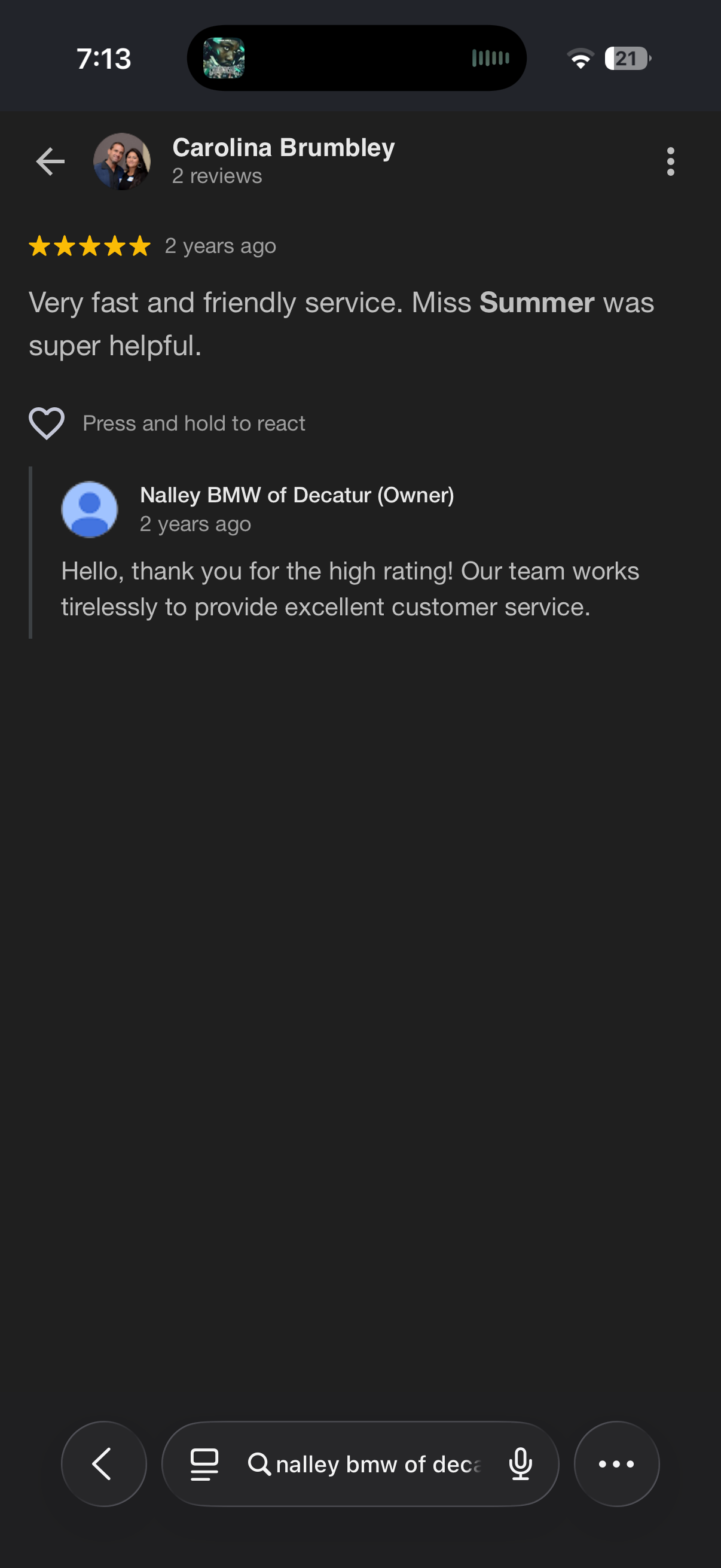 5-star Google review