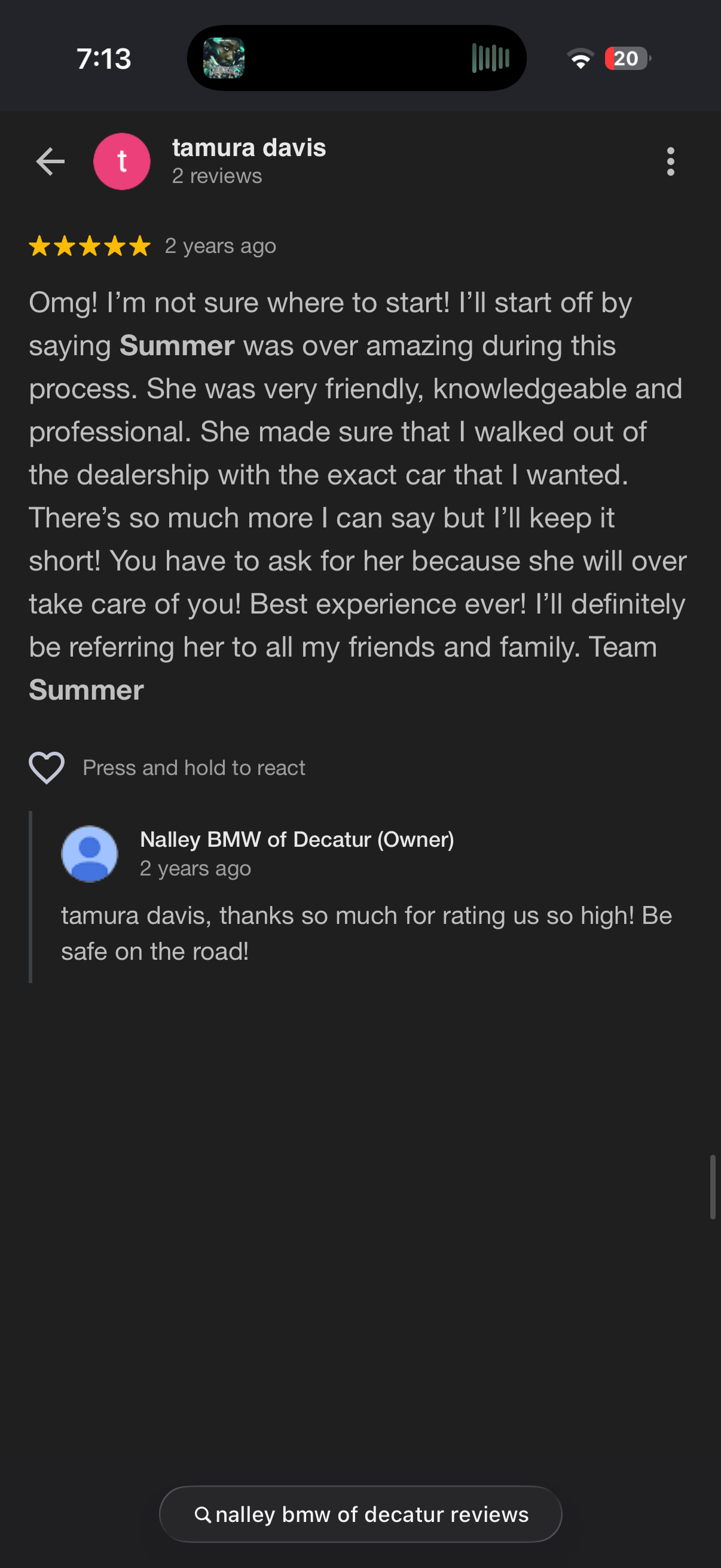 5-star Google review