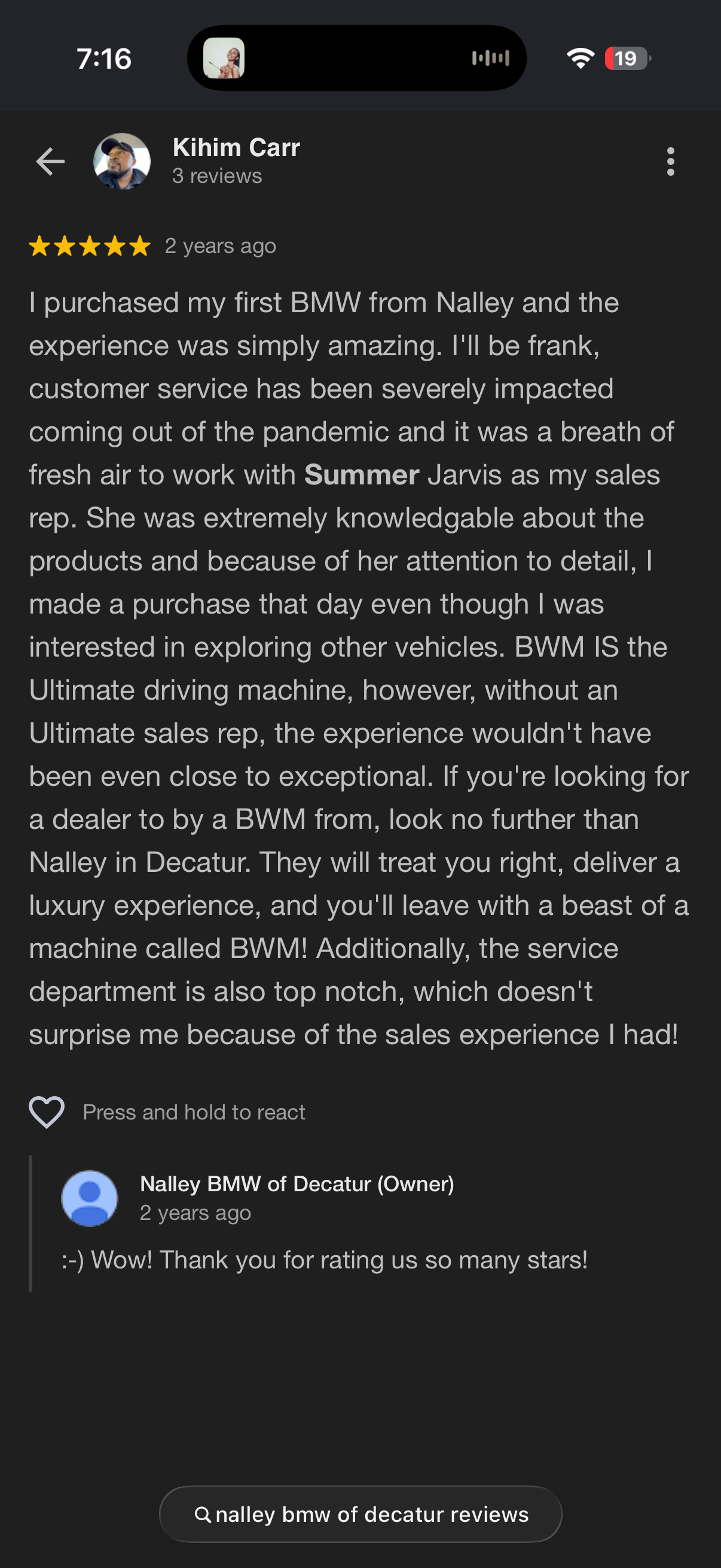 5-star Google review