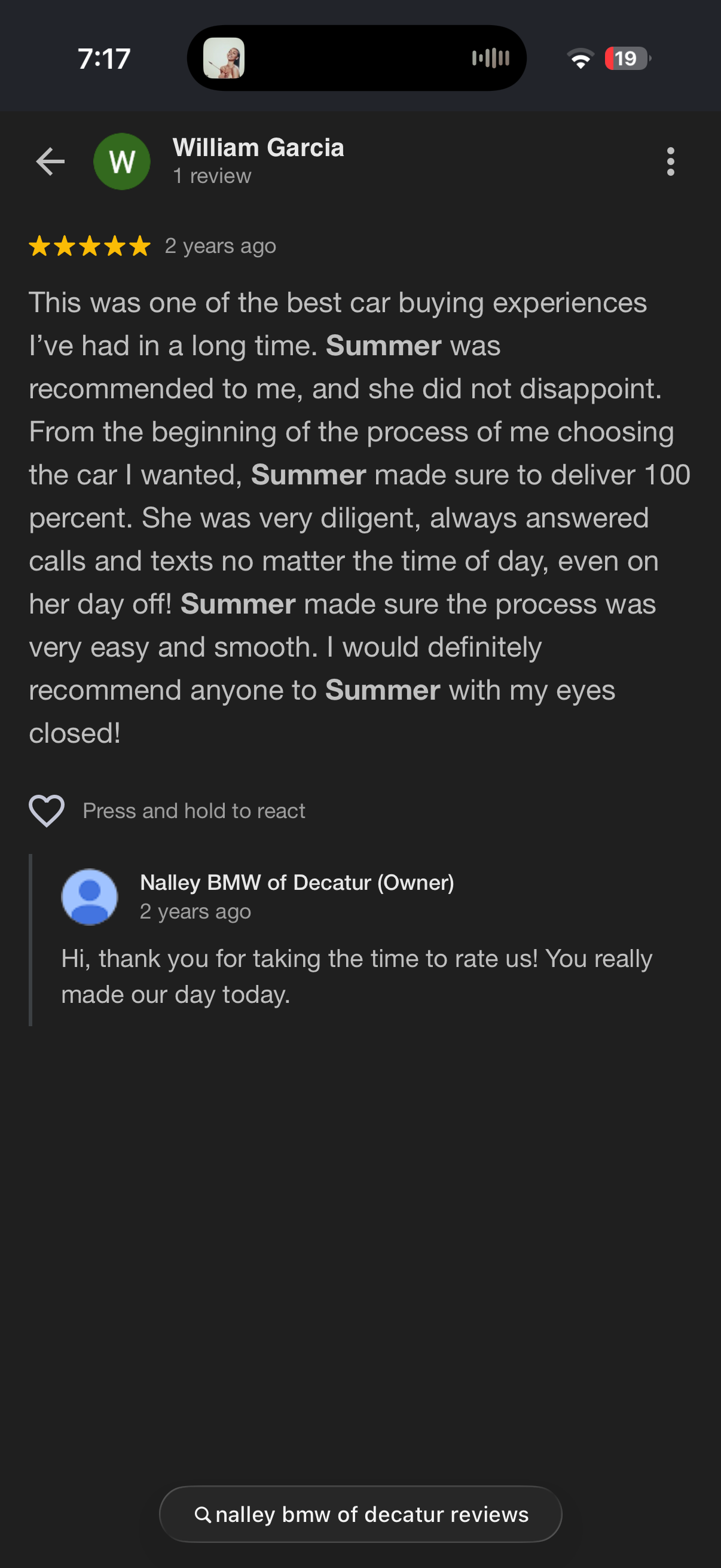 5-star Google review